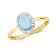 Blue Topaz & Diamond Ring in 9K Gold