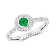 Emerald and Diamond Ring in 9K White Gold