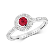 Ruby and Diamond Ring in 9K White Gold