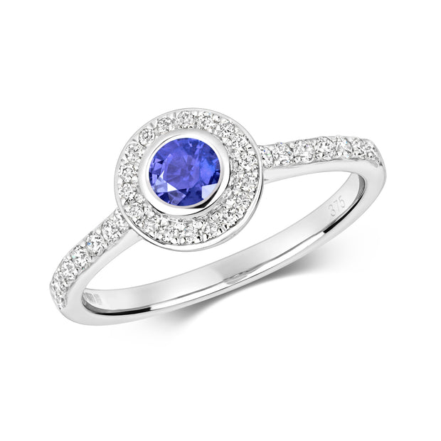 Tanzanite and Diamond Ring in 9K White Gold