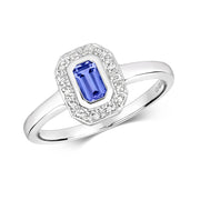 Tanzanite and Diamond Ring in 9K White Gold