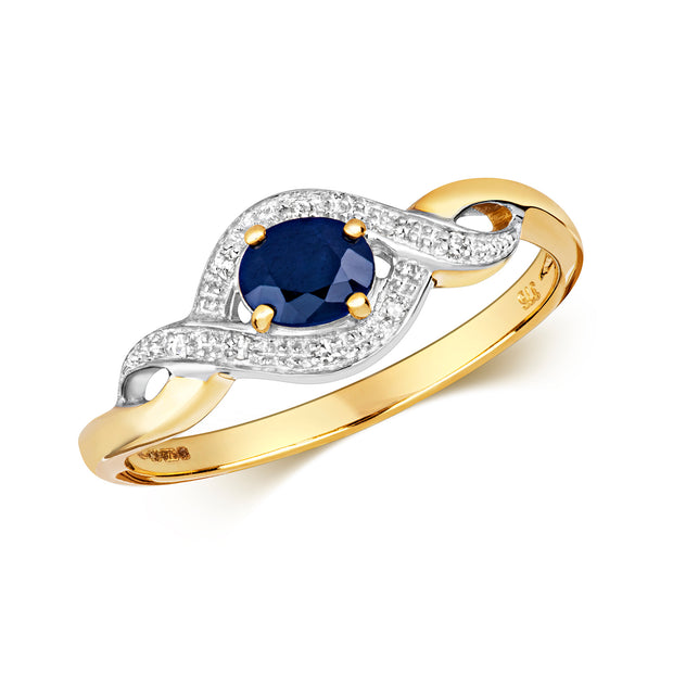 Sapphire and Diamond Ring in 9K Gold