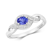 Tanzanite and Diamond Ring in 9K White Gold