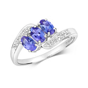 Tanzanite and Diamond Ring in 9K White Gold