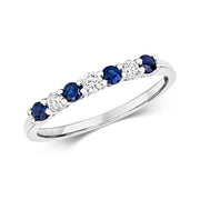 Sapphire and Diamond Ring in 9K White Gold