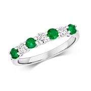 Emerald and Diamond Ring in 9K White Gold