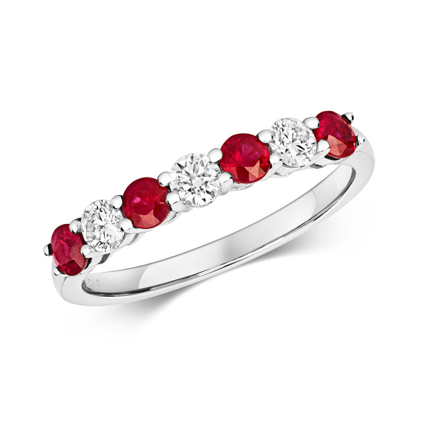 Ruby and Diamond Ring in 9K White Gold