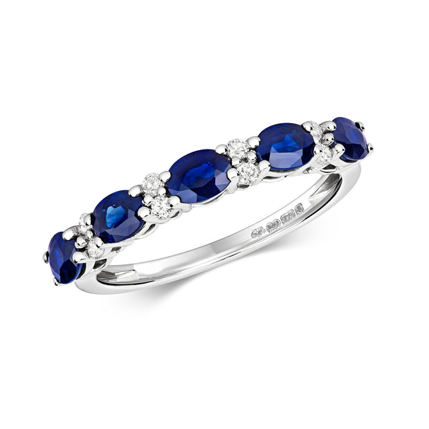 Sapphire and Diamond Ring in 9K White Gold
