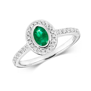 Emerald and Diamond Ring in 9K White Gold