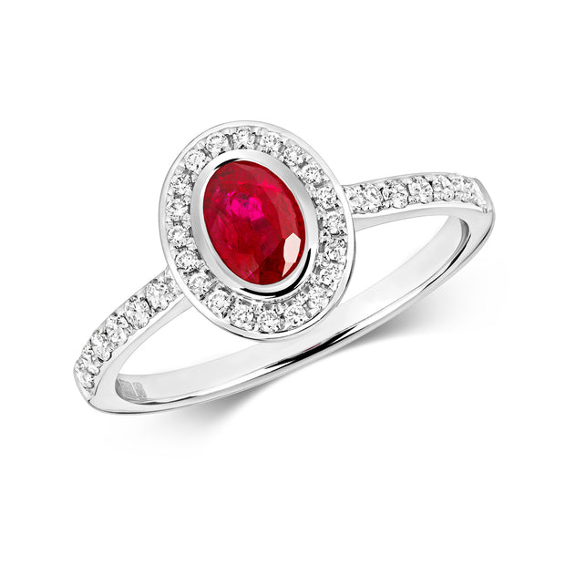 Ruby and Diamond Ring in 9K White Gold