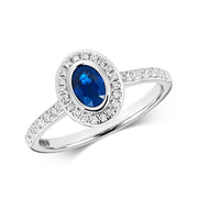 Sapphire and Diamond Ring in 9K White Gold
