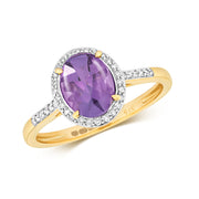 Amethyst & Diamond Ring in 9K Gold