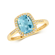 Blue Topaz & Diamond Ring in 9K Gold