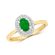 Emerald and Diamond Ring in 9K Gold