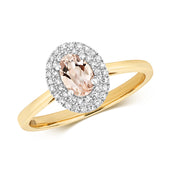 Morganite & Diamond Ring in 9K Gold