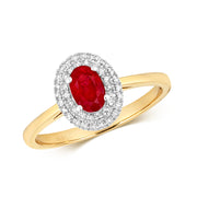 Ruby & Diamond Ring in 9K Gold