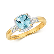 Blue Topaz & Diamond Ring in 9K Gold