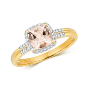 Morganite & Diamond Ring in 9K Gold