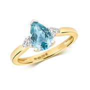 Blue Topaz & Diamond Ring in 9K Gold