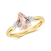 Morganite & Diamond Ring in 9K Gold