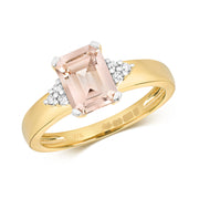 Morganite & Diamond Ring in 9K Gold