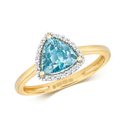 Blue Topaz & Diamond Ring in 9K Gold