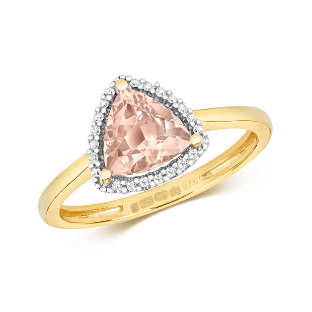 Morganite & Diamond Ring in 9K Gold