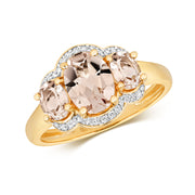 Diamond And Morganite Ring in 9K Gold