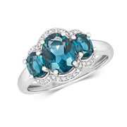 Diamond and London Blue Topaz Ring