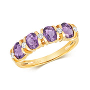 Amethyst & Diamond Ring in 9K Gold