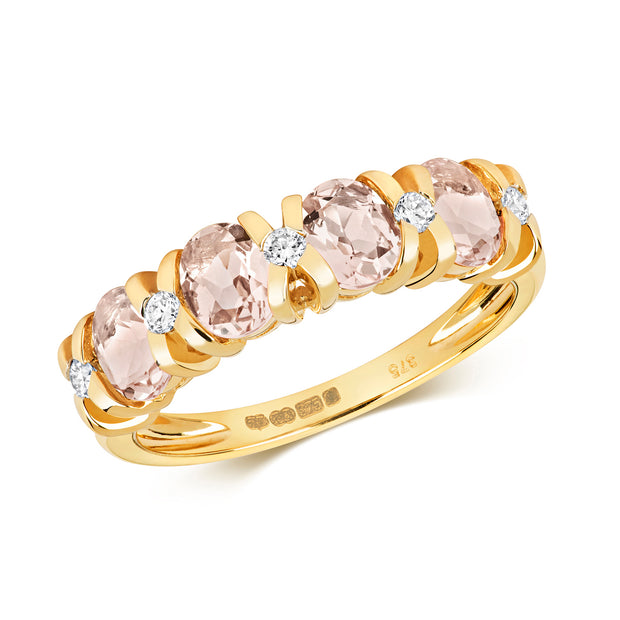 Morganite & Diamond Ring in 9K Gold