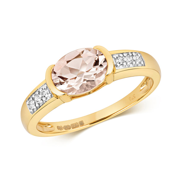 Morganite & Diamond Ring in 9K Gold