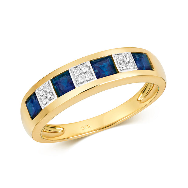 Sapphire and Diamond Ring in 9K Gold
