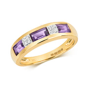 Amethyst & Diamond Ring in 9K Gold