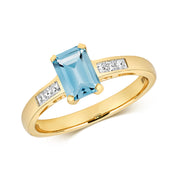 Blue Topaz and Diamond Ring in 9K Gold