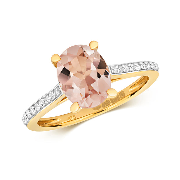 Morganite & Diamond Ring in 9K Gold