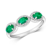 Emerald and Diamond Ring in 9K White Gold