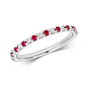 Diamond and Ruby Ring in 9K White Gold