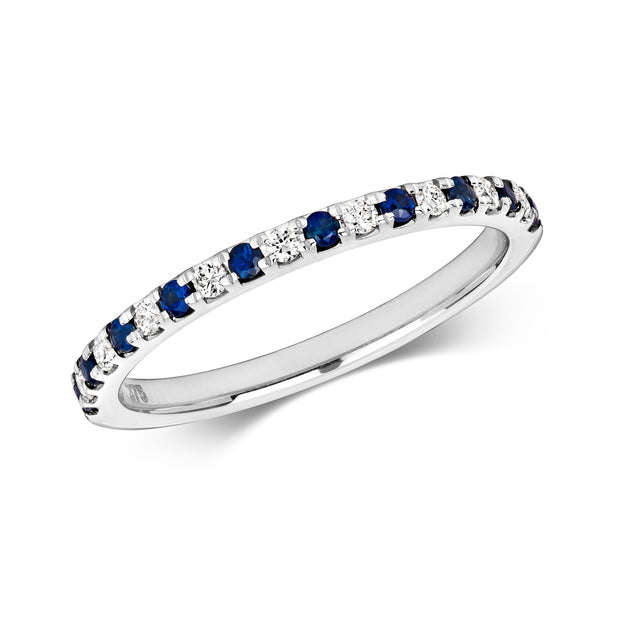 Diamond and Sapphire Ring in 9K White Gold