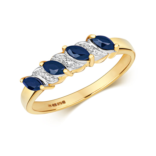 Sapphire and Diamond Ring in 9K Gold