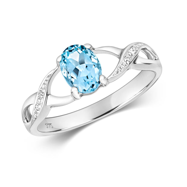 Aquamarine and Diamond Ring in 9K White Gold