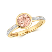 Morganite & Diamond Ring in 9K Gold