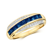 Diamond & Sapphire Ring in 9K White Gold