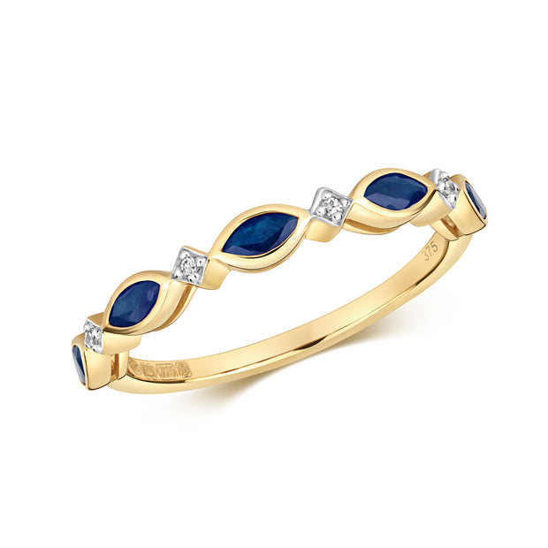 Diamond & Sapphire Ring in 9K White Gold