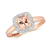 Morganite and Diamond Ring in 9K Rose Gold