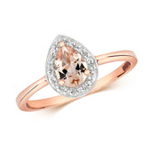 Morganite and Diamond Ring in 9K Rose Gold