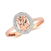 Morganite and Diamond Ring in 9K Rose Gold