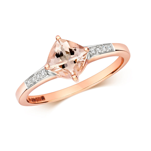 Morganite and Diamond Ring in 9K Rose Gold