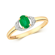 Emerald and Diamond Ring in 9K Gold