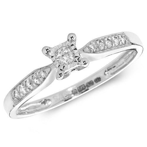 Diamond Ring in 9K White Gold